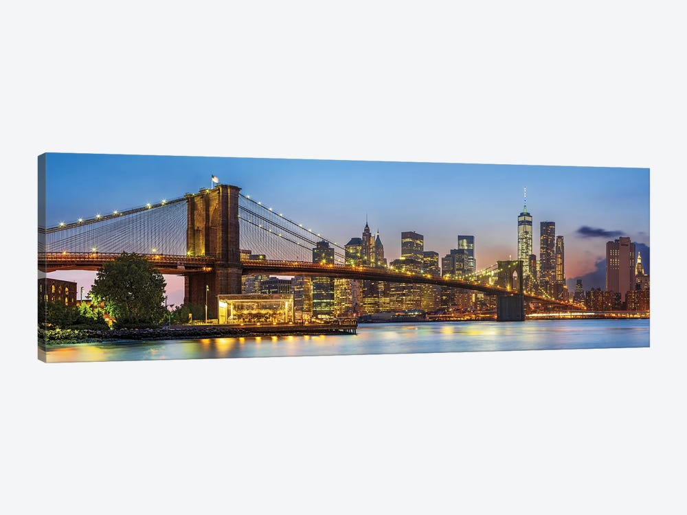 Manhattan And Brooklyn Bridge Skyline Ne - Canvas Art | Susanne Kremer