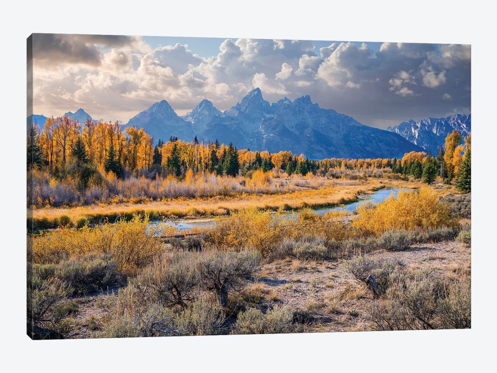 Grand Teton Mountain Range Autumn by Susanne Kremer 1-piece Canvas Artwork