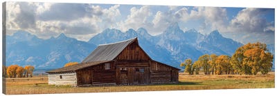 Grand Teton Barn In Fall Canvas Art Print - Wyoming Art