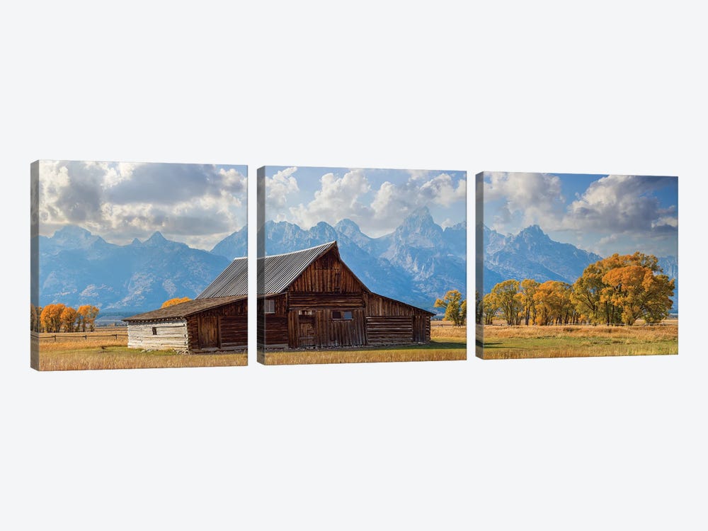 Grand Teton Barn In Fall by Susanne Kremer 3-piece Canvas Print