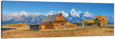 Grand Teton Panorama In Fall Canvas Art Print - Teton Range Art