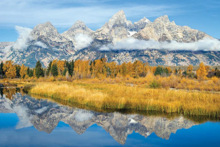 Schwabacher Landing Grand Teton With Reflection In Autumn