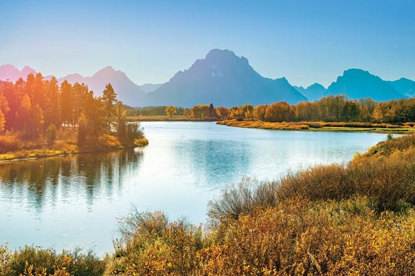 Wyoming: Grand Teton Mount Moran Afternoon In Autumn by Susanne Kremer