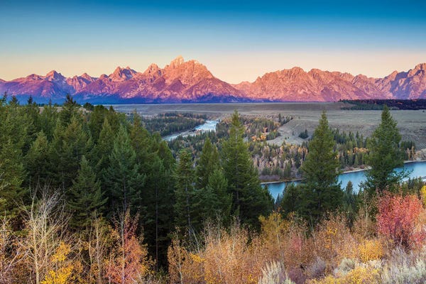 Rocky Mountains: Snake River Grand Teton Sunrise Panoramic View by Susanne Kremer