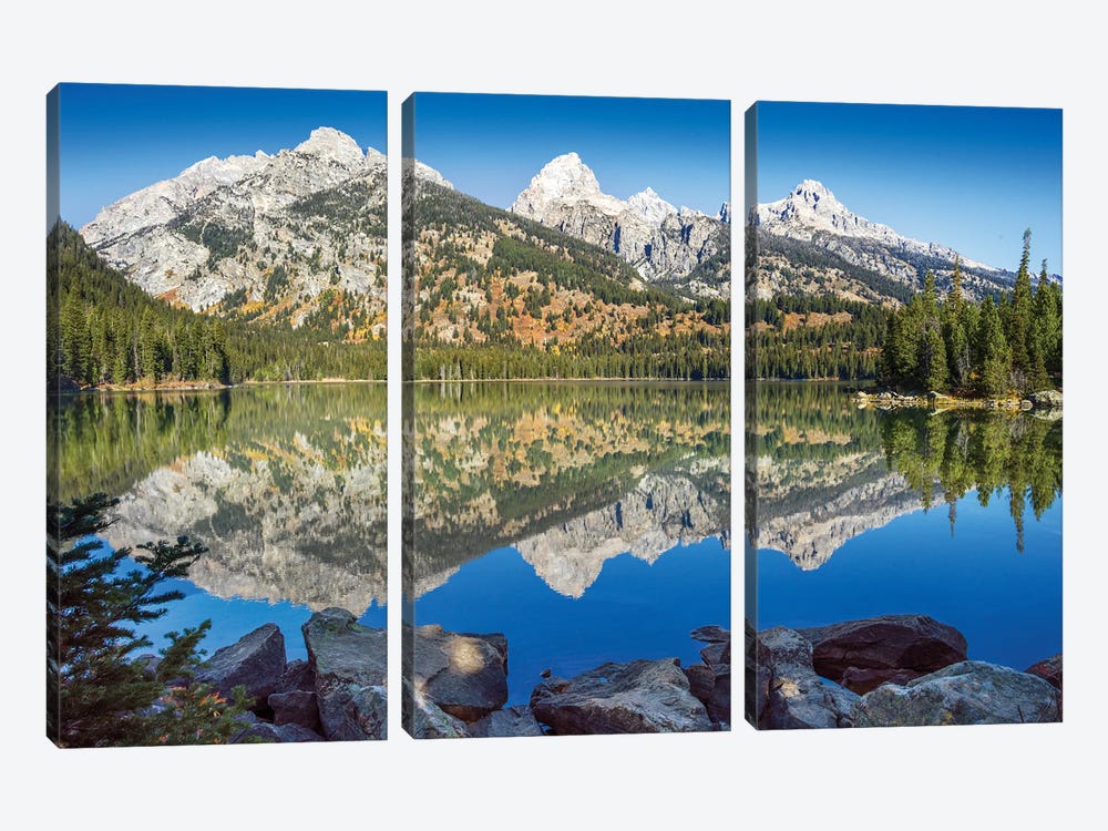 Taggart Lake Grand Teton Reflection by Susanne Kremer 3-piece Canvas Art