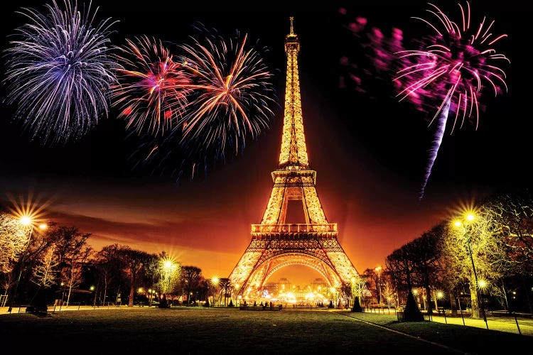 Eiffel Tower Illuminated At Night 