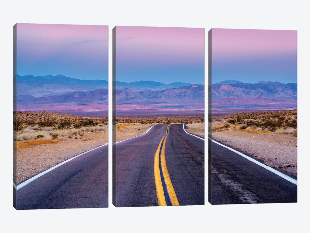 Nevada Desert Drive Sunrise by Susanne Kremer 3-piece Canvas Print