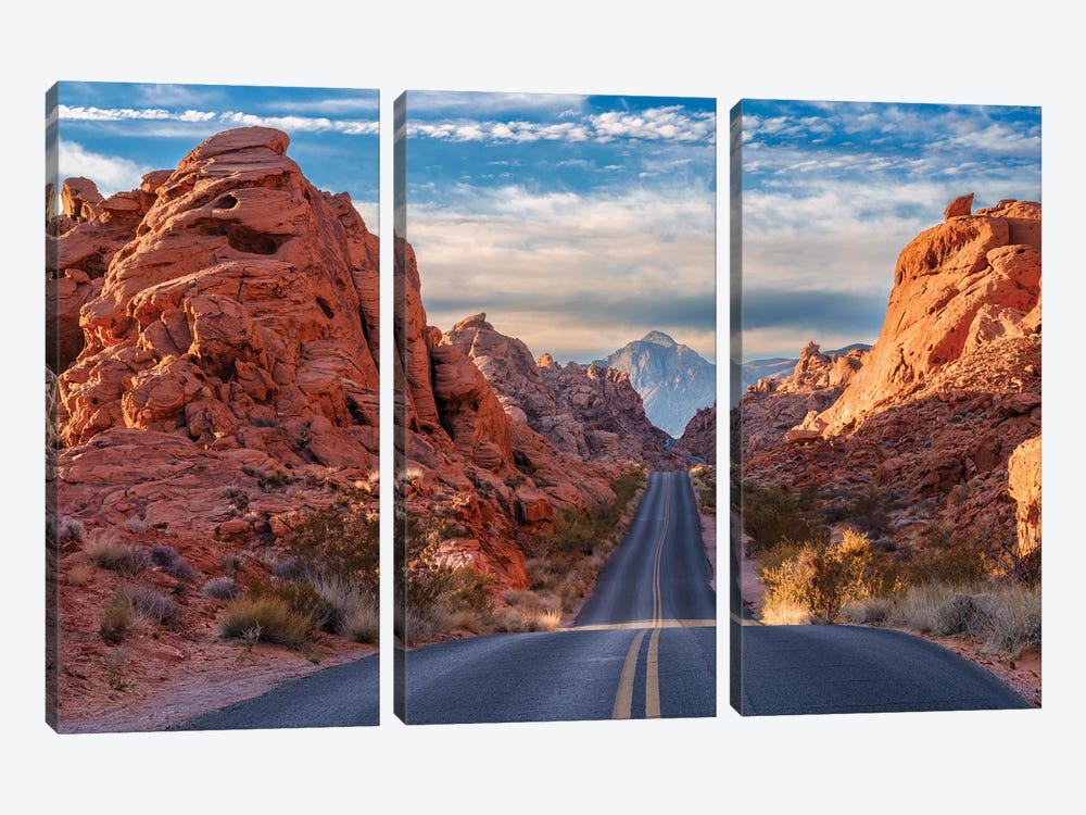Valley Of Fire Road by Susanne Kremer 3-piece Canvas Wall Art