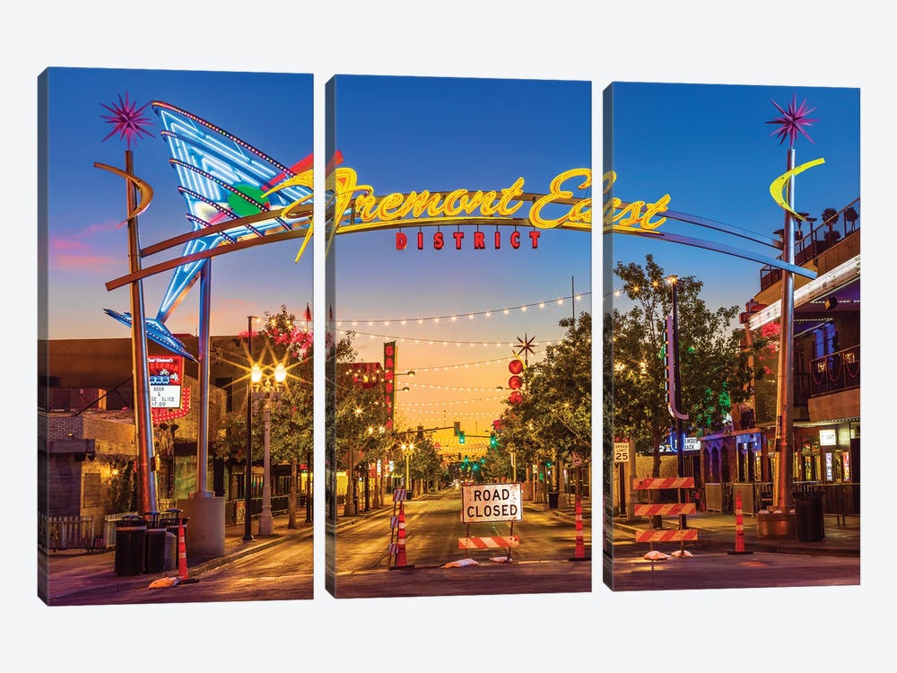 Las Vegas Fremont East Before Sunrise by Susanne Kremer 3-piece Art Print
