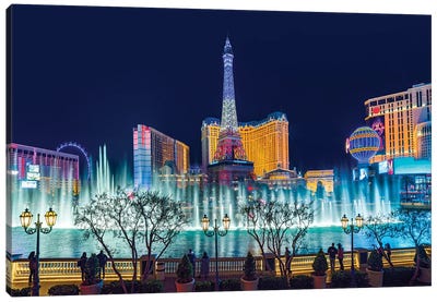 Las Vegas Romantic Fountain Views Canvas Art Print - Nevada Art