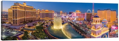 Las Vegas Dancing Fountains At Night Canvas Art Print - Nevada Art