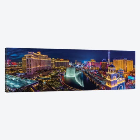 Las Vegas Neon Strip View At Night Canvas Print #SKR663} by Susanne Kremer Canvas Art Print