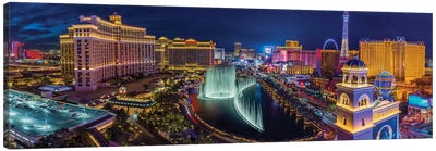 Las Vegas Neon Strip View At Night Canvas Art Print - Panoramic Cityscapes