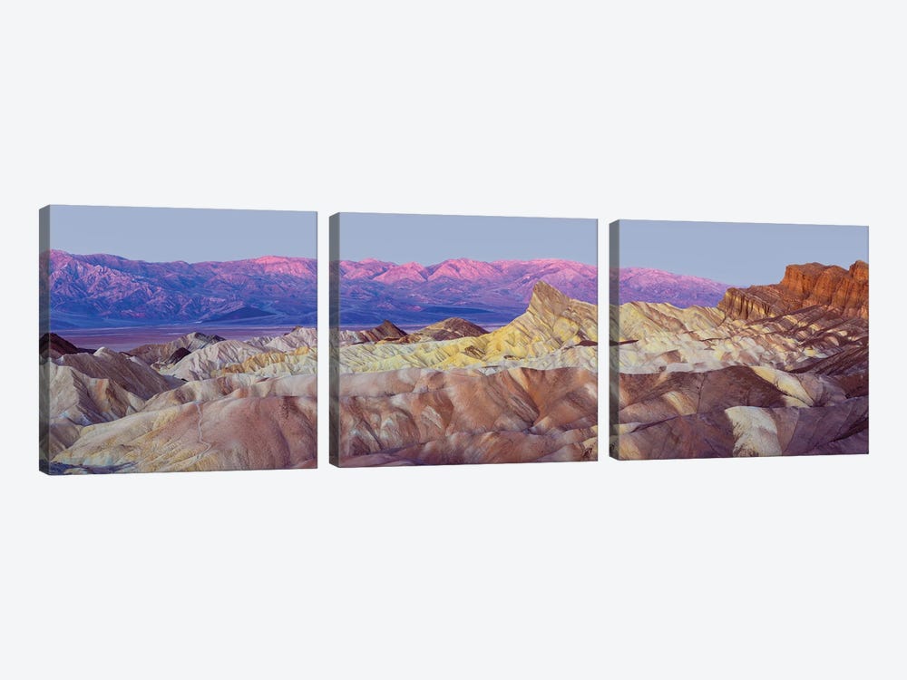 Zabriskie Point Panoramic View At Sunrise, Death Valley by Susanne Kremer 3-piece Canvas Print