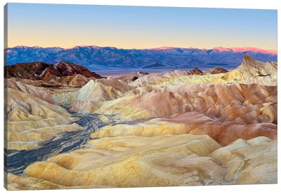 Zabriskie Point Panoramic View, Death Valley Canvas Art Print - Death Valley National Park Art