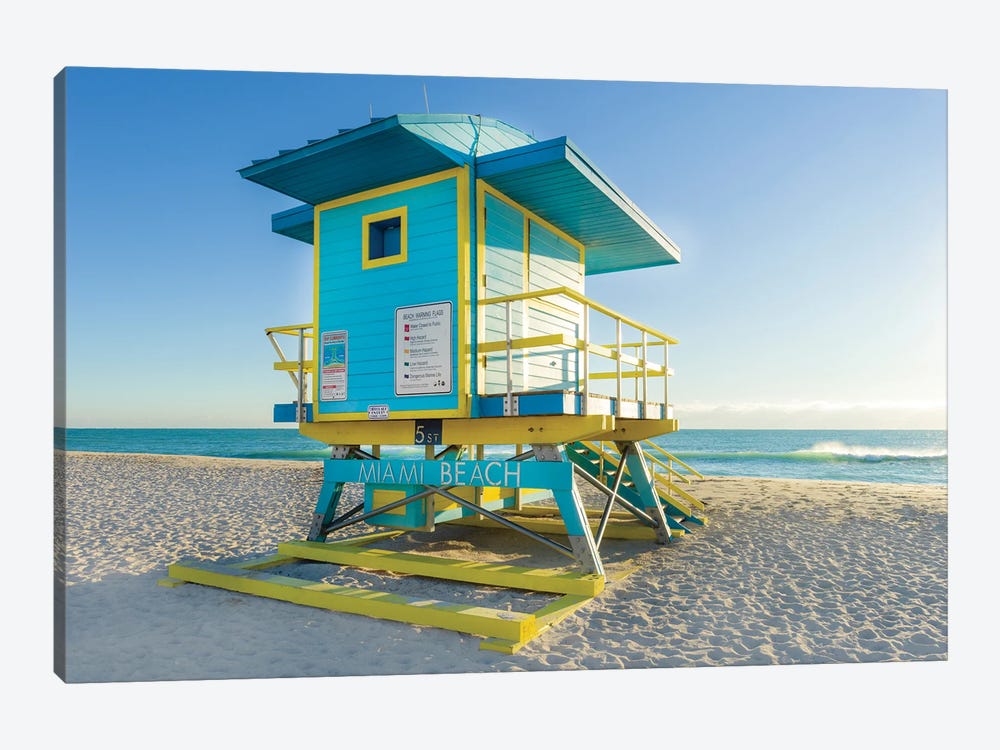Sunny Beach Day Miami Florida, Blue by Susanne Kremer 1-piece Canvas Art Print