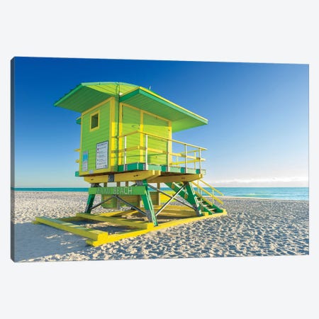 Sunny Beach Day Miami Florida, Green Canvas Print #SKR694} by Susanne Kremer Art Print
