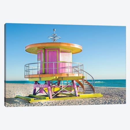 Sunny Beach Day Miami Florida, Pink Canvas Print #SKR695} by Susanne Kremer Canvas Art Print