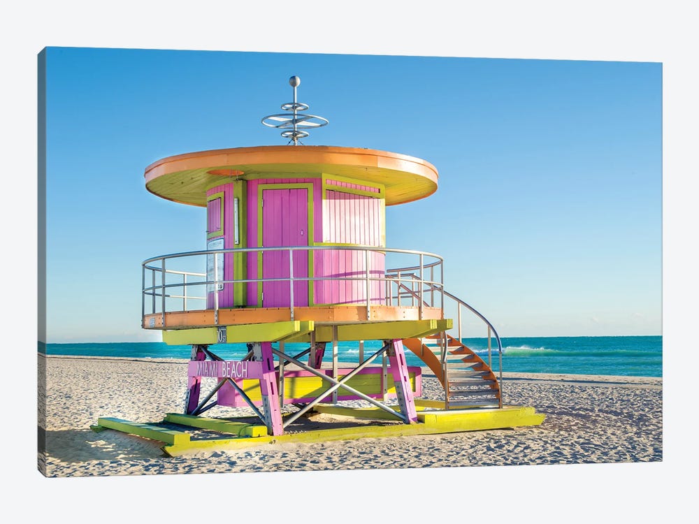 Sunny Beach Day Miami Florida, Pink by Susanne Kremer 1-piece Art Print
