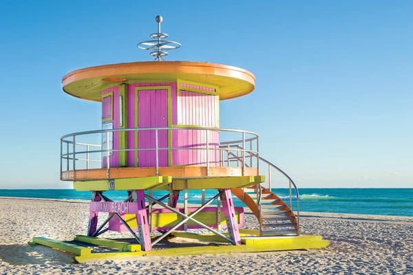 Miami Beach: Sunny Beach Day Miami Florida, Pink by Susanne Kremer