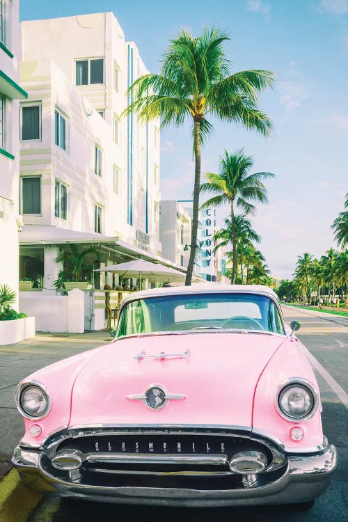 Pink Oldsmobile, Miami Art Deco, Florida by Susanne Kremer wall art