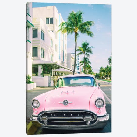 Pink Oldsmobile, Miami Art Deco, Florida Canvas Print #SKR698} by Susanne Kremer Canvas Art