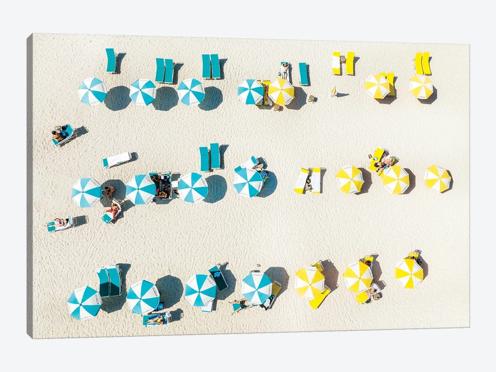 Beach Umbrellas, Miami Beach Florida by Susanne Kremer 1-piece Canvas Art Print