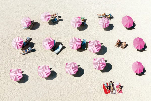 Miami: Pink Beach Umbrellas, Miami Beach Florida by Susanne Kremer