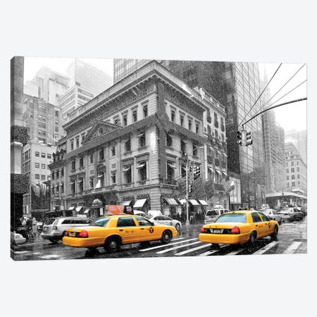 Fifth Avenue Yellow Cab  Canvas Print #SKR71} by Susanne Kremer Art Print