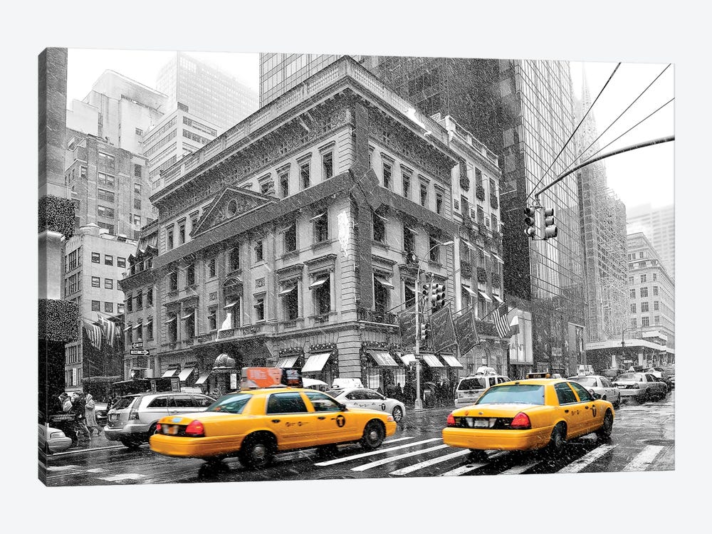Fifth Avenue Yellow Cab  by Susanne Kremer 1-piece Canvas Art Print