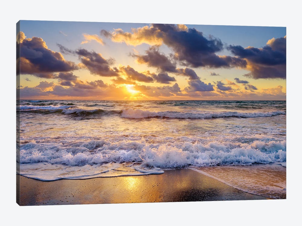 Golden Light At The Beach,Sunrise,Florida by Susanne Kremer 1-piece Canvas Print