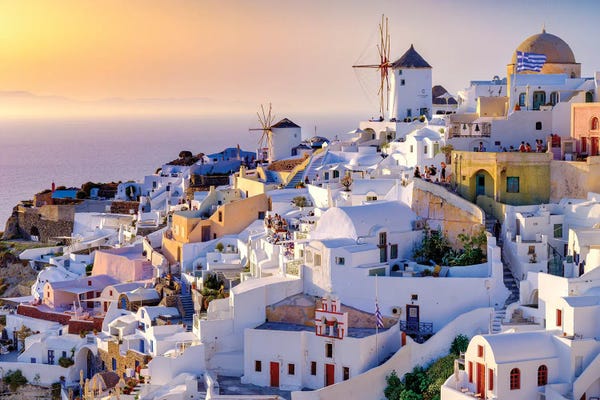 City Sunrises & Sunsets: Romantic Sunset In Santorini, Greece by Susanne Kremer