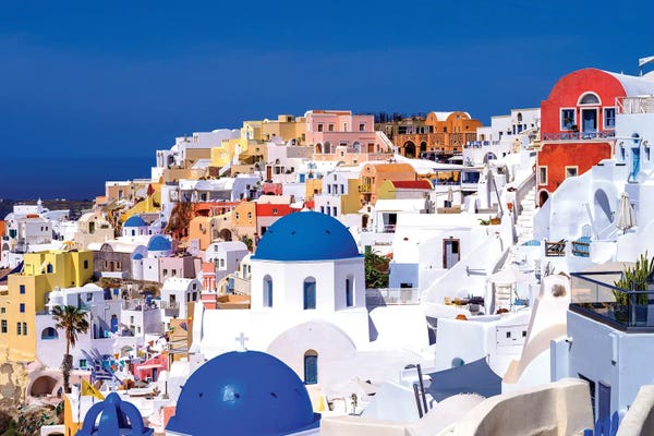 Coastal Villages & Towns: Colorful Homes,Santorini,Greece by Susanne Kremer