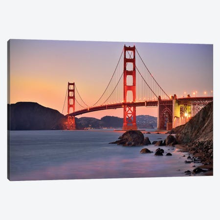 Golden Gate Bridge,Marshall Beach sunset  Canvas Print #SKR74} by Susanne Kremer Canvas Wall Art