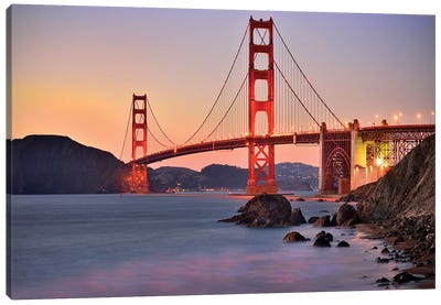 Golden Gate Bridge,Marshall Beach sunset  Canvas Art Print - Golden Hour