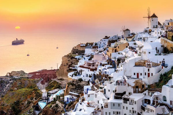 Santorini: Sailing Into The Sunset, Oia Santorini, Greece by Susanne Kremer
