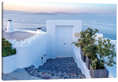 Relaxing Morning Oia Santorini Greece Canvas Art Print - Sunrises & Sunsets Scenic Photography