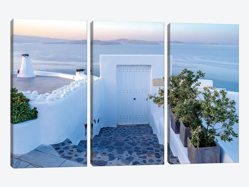 Relaxing Morning Oia Santorini Greece by Susanne Kremer 3-piece Canvas Art
