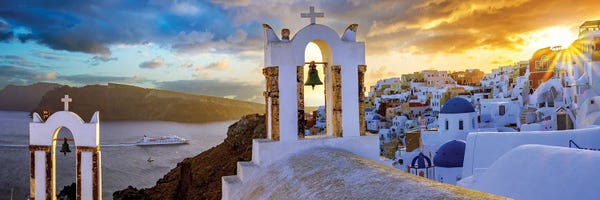Blue Domed Church Santorini: Wow Sunset Oia Santorini, Greece by Susanne Kremer