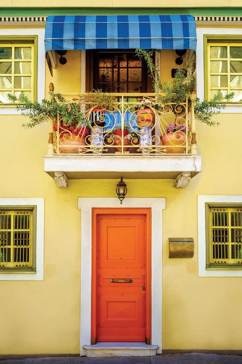 Orange Door In Athens, Greece