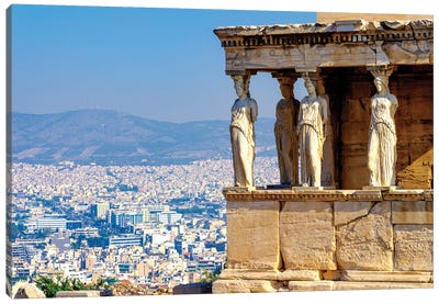 Acropolis And The City, Athens, Greece Canvas Art Print - Ancient Wonders