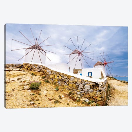 Windmills In Greece Canvas Print #SKR795} by Susanne Kremer Canvas Wall Art
