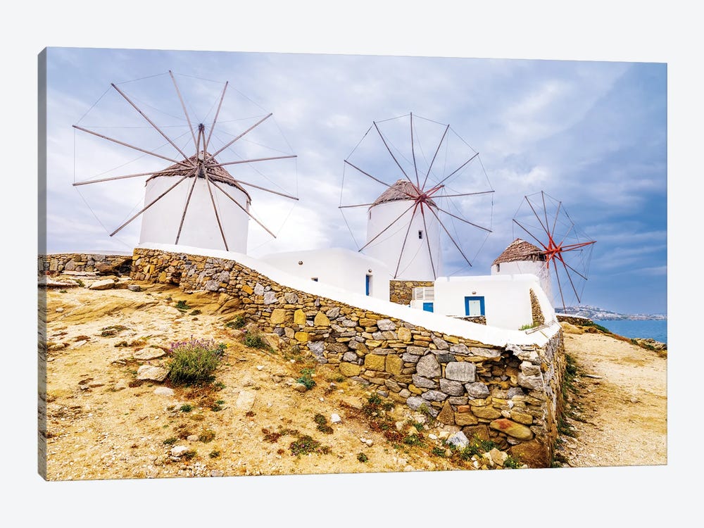 Windmills In Greece by Susanne Kremer 1-piece Canvas Art