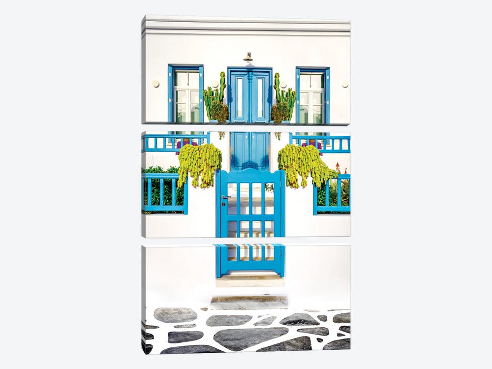 Blue Door Mykonos Greece by Susanne Kremer 3-piece Canvas Art Print
