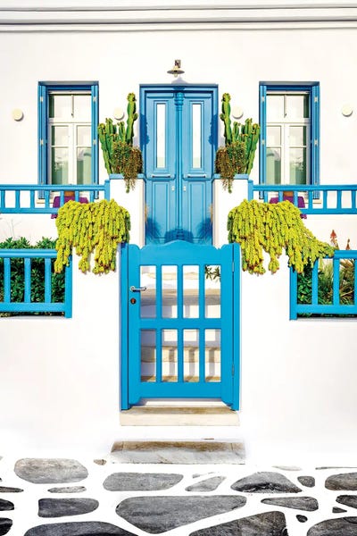 Cacti: Blue Door Mykonos Greece by Susanne Kremer