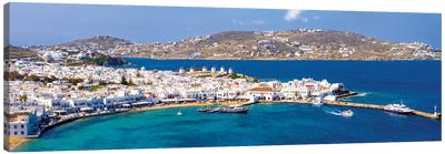 Panoramic Postcard Of Mykonos Greece Canvas Art Print - Mykonos