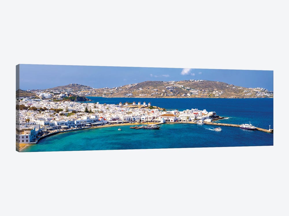 Panoramic Postcard Of Mykonos Greece 1-piece Canvas Print