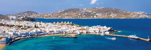 Mykonos: Panoramic Postcard Of Mykonos Greece by Susanne Kremer