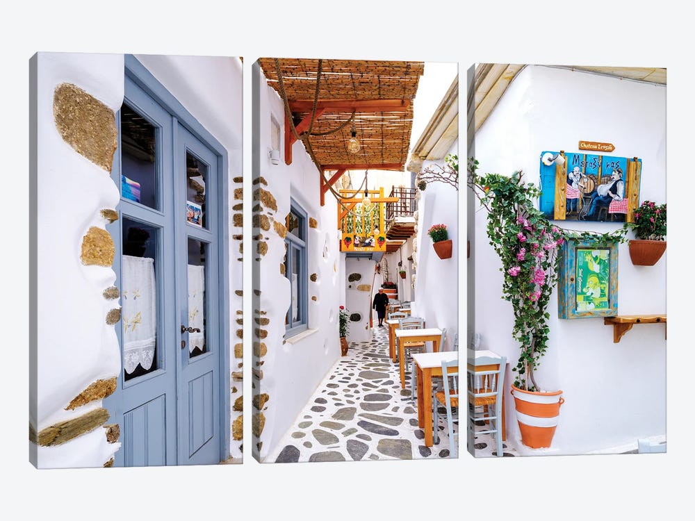 Streets Of Naxos Greece by Susanne Kremer 3-piece Canvas Art Print
