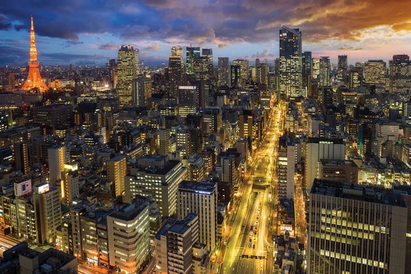 Tokyo: Sunset Over Tokyo Skyline, Japan by Susanne Kremer